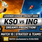 KSO vs ING Dream11 Prediction Match 10 Legends League Cricket 2026