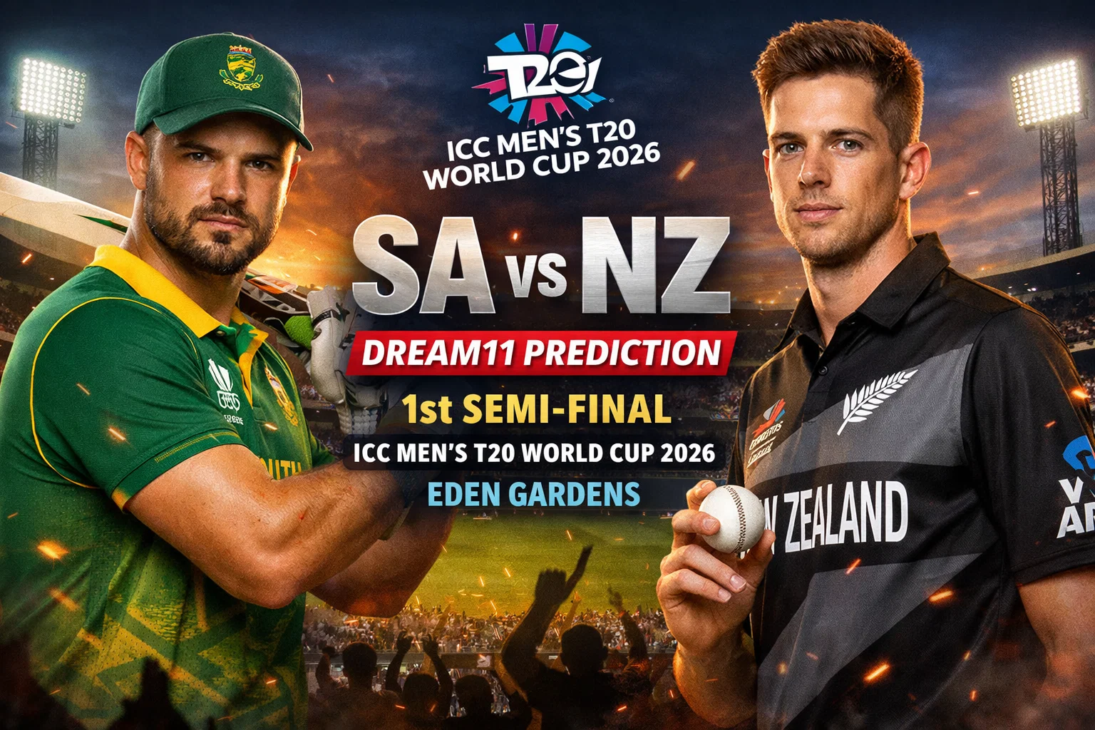 SA vs NZ Dream11 Prediction: 1st Semi-Final, ICC Men's T20 World Cup 2026 at Eden Gardens