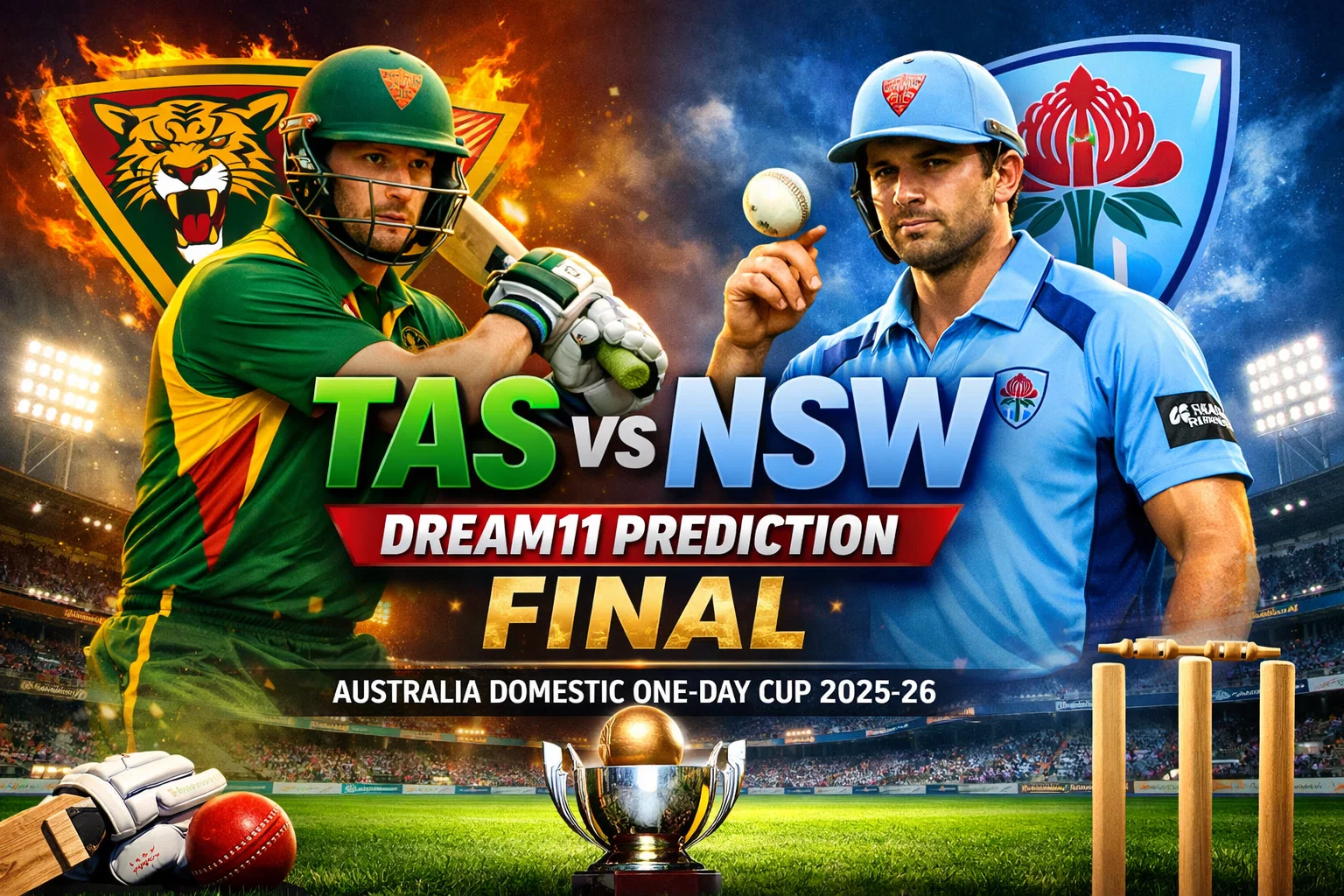 TAS vs NSW Dream11 Prediction Final, Australia Domestic One-Day Cup 2025-26