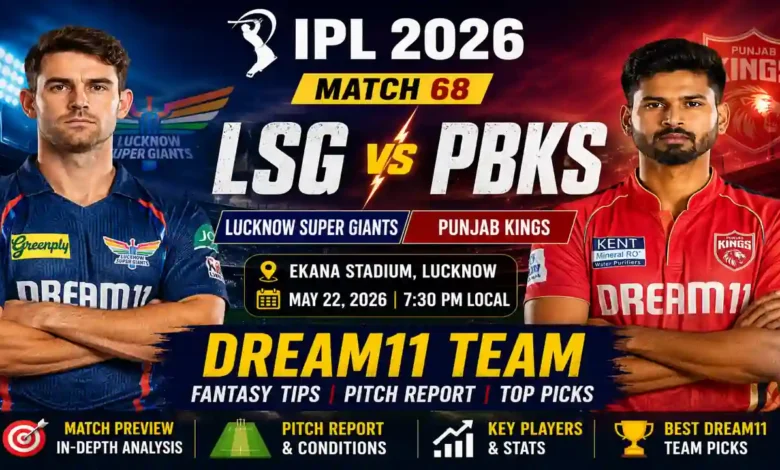 LSG vs PBKS Dream11 Team IPL 2026 Match 68