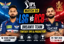 LSG vs RCB Dream11 Team IPL 2026 Match 50
