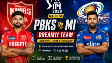 PBKS vs MI Dream11 Team IPL 2026 Match 58