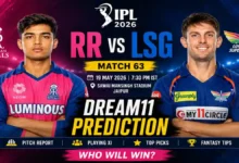 RR vs LSG Dream11 Prediction Ipl 2026 Match 64