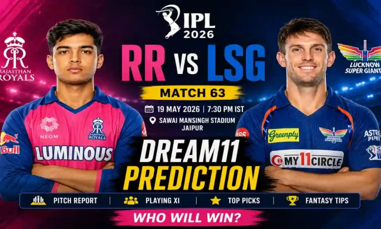 RR vs LSG Dream11 Prediction Ipl 2026 Match 64