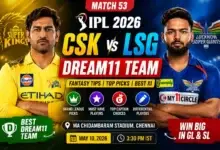 CSK vs LSG Dream11 Team ipl 2026 match 53