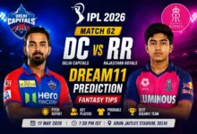 DC vs RR Dream11 Prediction IPL 2026 Match 62