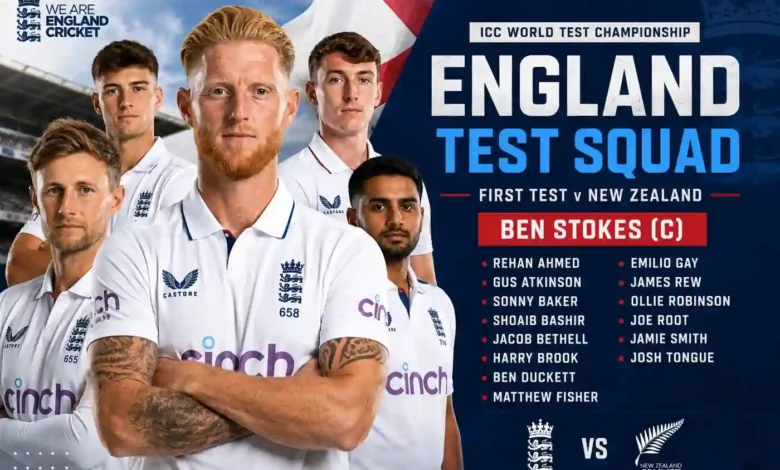 England Squad for First Test vs New Zealand 2026