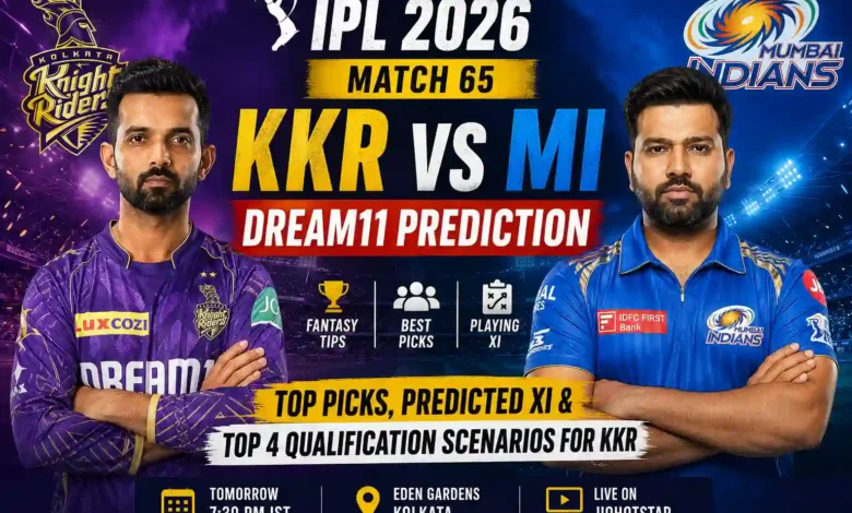 KKR vs MI Dream11 Prediction IPL 2026 Match 65